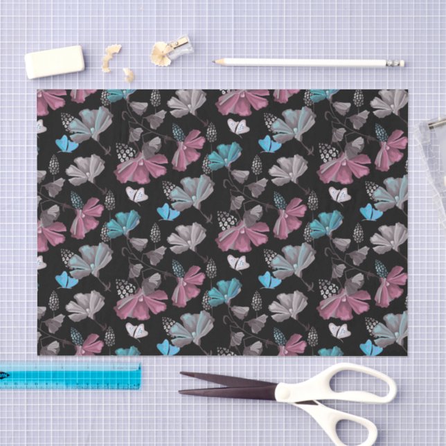 Flower and Butterflies Pattern  Tissue Paper (Craft)