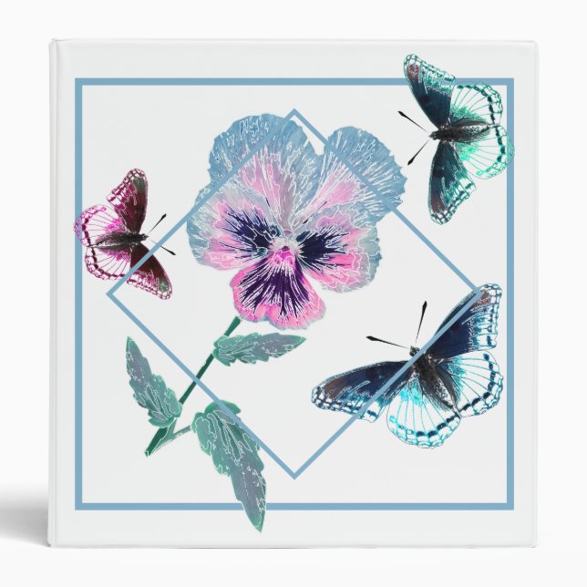 Flower and butterflies.Personalized, Binder (Front)