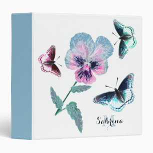 Flower and butterflies.Personalized, Binder