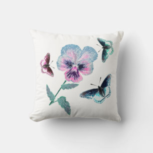 Flower and butterflies. throw pillow
