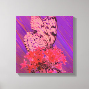 Flower and Butterfly in Pink and Purple Canvas Print