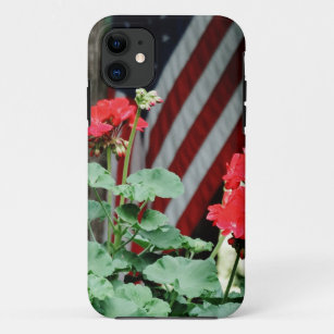 Flower and flag Red white and blue iPhone 11 Case