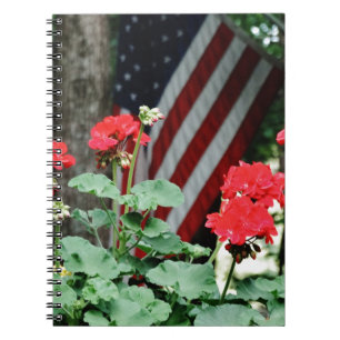 Flower and flag Red white and blue Notebook