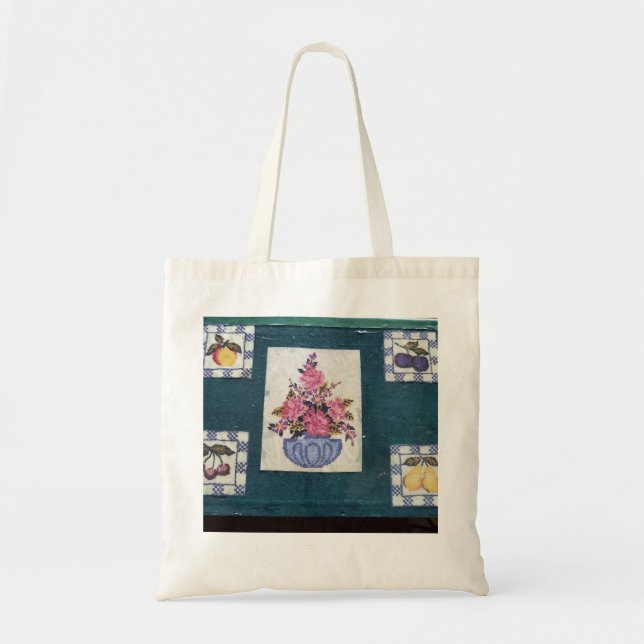 Flower and Fruit Collage Tote Bag (Front)