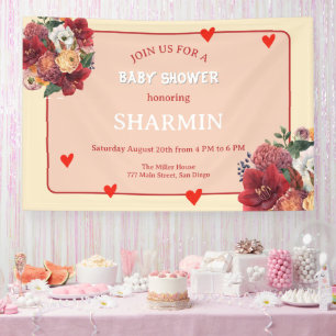 Flower and Heart Baby Shower Invitation Banner