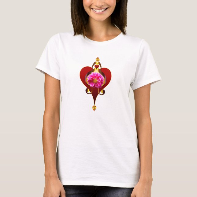 Flower and Hearts Design T-Shirt (Front)