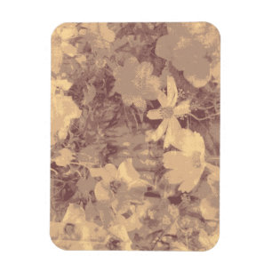 Flower and leaf camouflage pattern on beige magnet