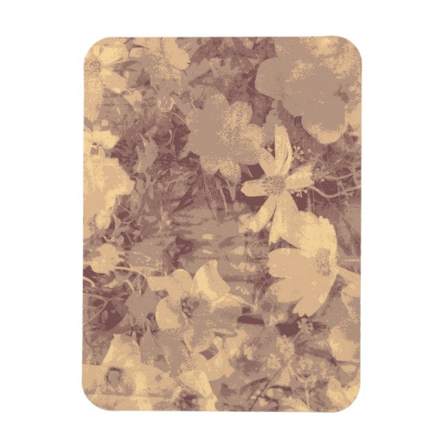Flower and leaf camouflage pattern on beige magnet (Vertical)