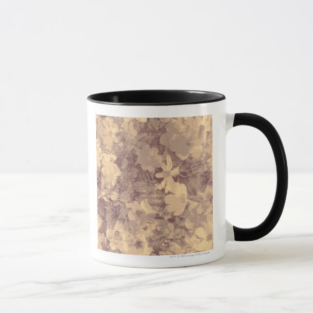 Flower and leaf camouflage pattern on beige mug (Right)