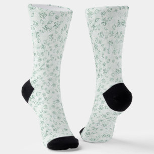 Flower and leaves pattern socks