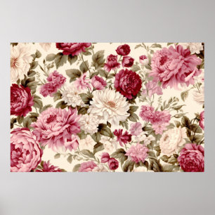 Flower and plant pattern  poster
