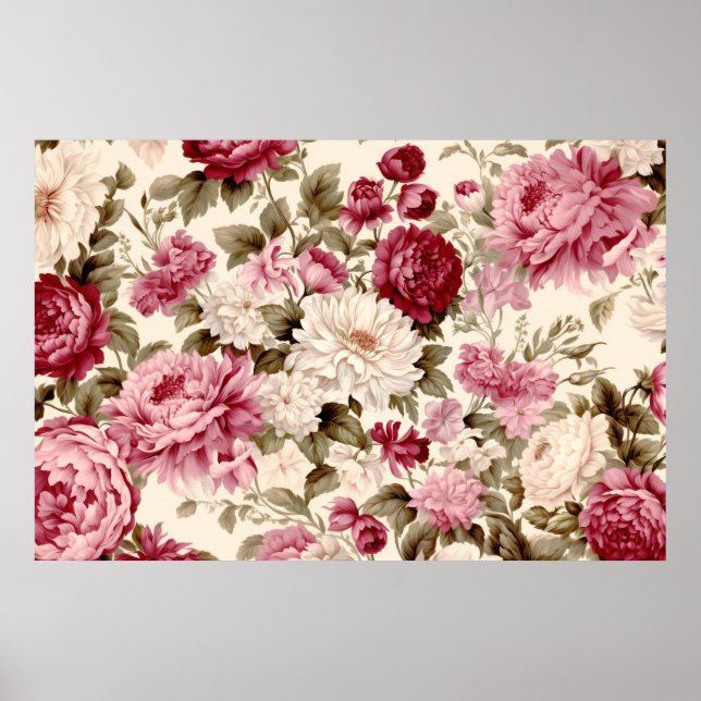 Flower and plant pattern  poster (Front)