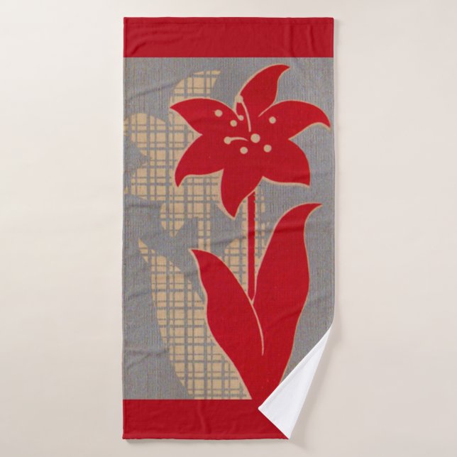  flower and shadow flower print bath towel set (Bath Towel)