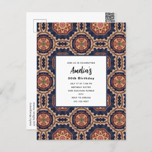 Flower and Star Shapes Decorative Design Birthday Postcard