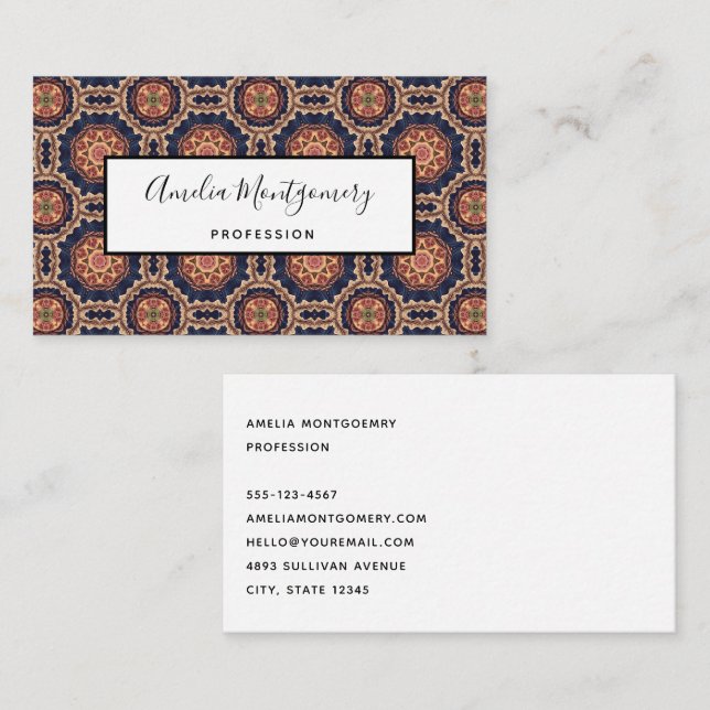 Flower and Star Shapes Decorative Design Business Card (Front/Back)
