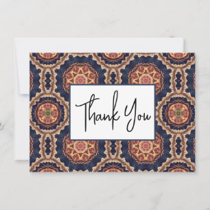 Flower and Star Shapes Decorative Design Thank You Card