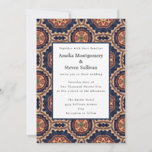 Flower and Star Shapes Decorative Design Wedding Invitation