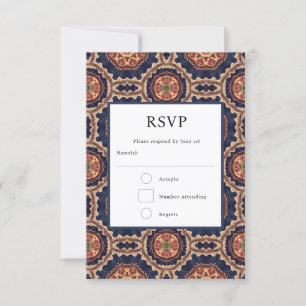 Flower and Star Shapes Decorative Design Wedding RSVP Card