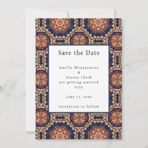 Flower and Star Shapes Decorative Design Wedding Save The Date