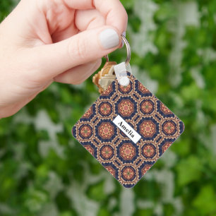 Flower and Star Shapes Pattern Keychain