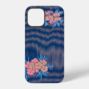 Flower and Stripes pattern, Japanese Design iPhone 12 Case