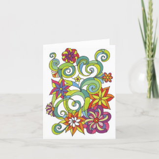 Flower and Swirls Blank Notecard