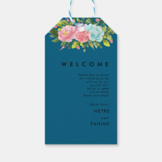 Flower and white  Leaf Wedding Welcome Gift Tags