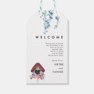Flower and white  Leaf Wedding Welcome Gift Tags