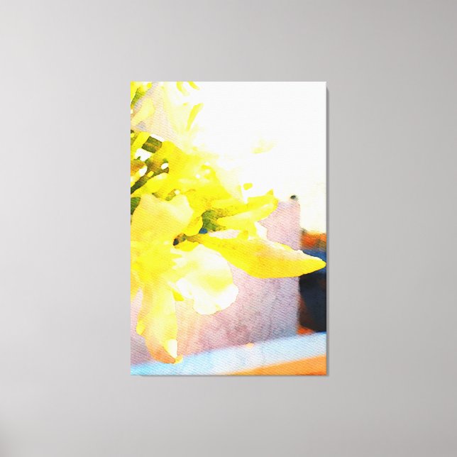 *~* Flower AP10 Yellow Peach Watercolor Flower Acr Canvas Print (Front)