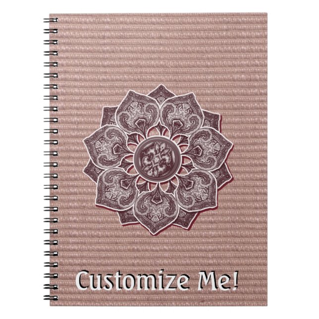 Flower Applique with Digital Faux Fabric Notebook (Front)