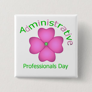 Flower Art Administrative Professionals Day 2 Inch Square Button