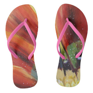 Flower Art Custom Adult, Slim Straps Flip Flops