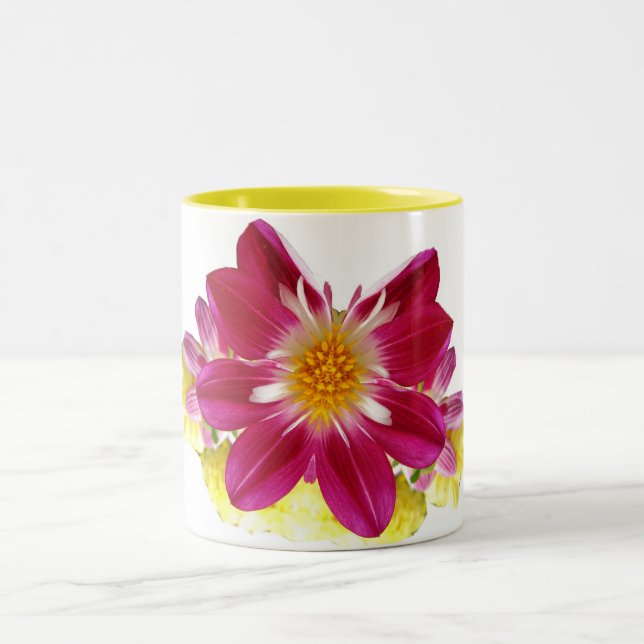 Flower art Two-Tone coffee mug (Center)