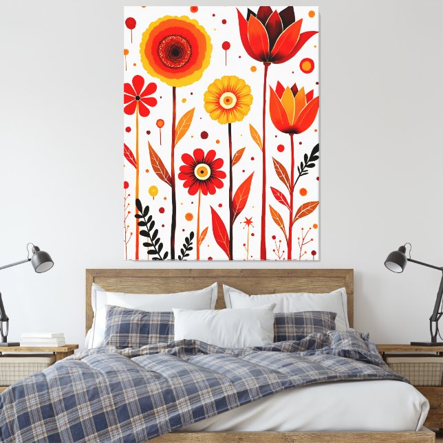 Flower Art White Background Wall Art (Insitu(Bedroom))
