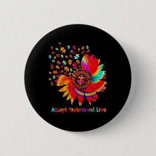 Flower Asd Accept Understand Love 2 Inch Round Button