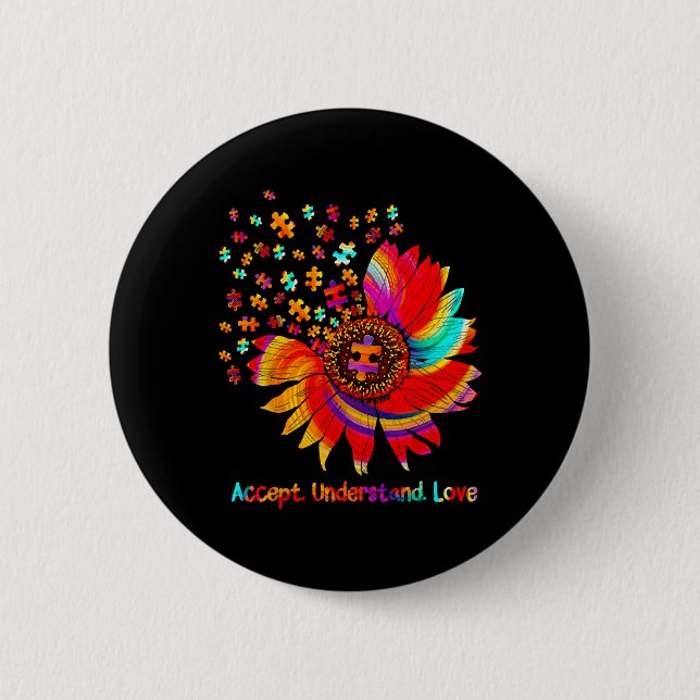 Flower Asd Accept Understand Love  2 Inch Round Button (Front)