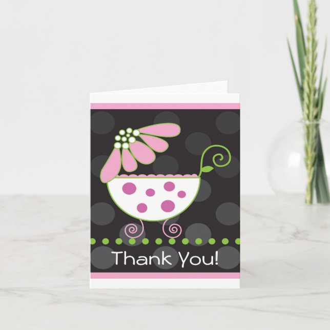 Flower Baby Carriage Thank You Card (Front)