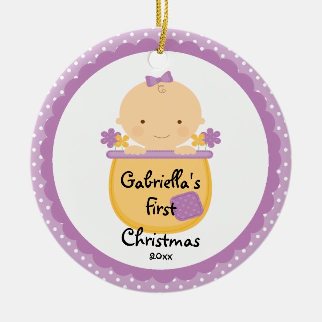 Flower Baby Girl Baby's First Christmas Ornament (Front)
