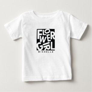 Flower baby girl in black typography, wedding T-Shirt