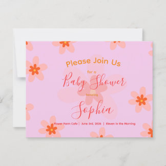 Flower Baby Girl Shower Invitation  Postcard