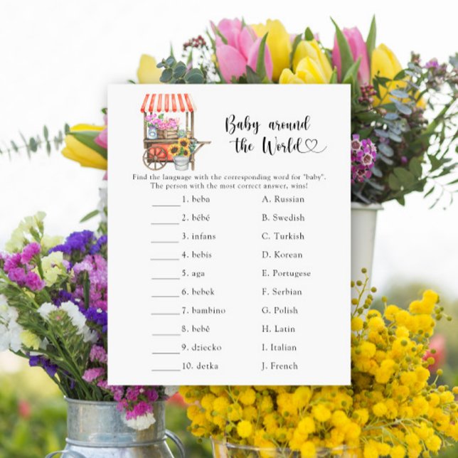 Flower baby shower - baby around the world game (Creator Uploaded)