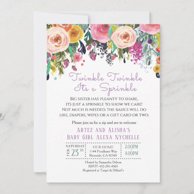 Flower baby shower invitation (Front)