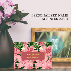 Flower Background Pattern Personalized Name Business Card