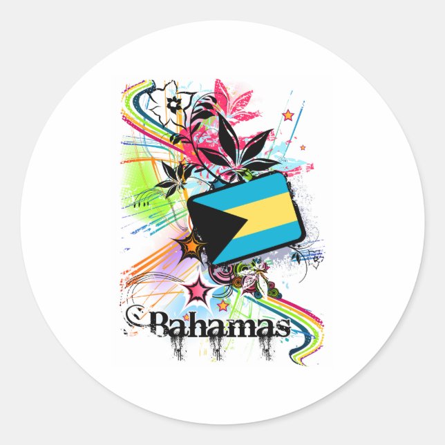 Flower Bahamas Classic Round Sticker (Front)