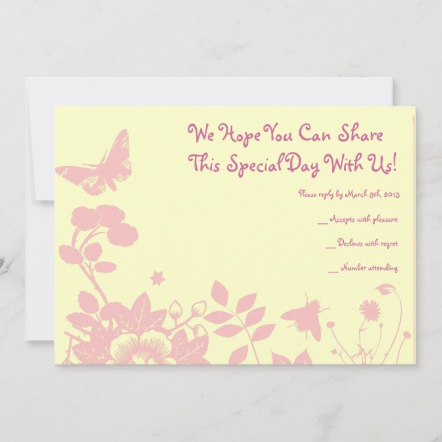 Flower Bar Bat mitzvah Invitation Carte de réponse (Devant)