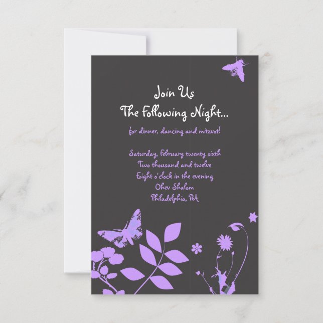 Flower Bar Bat mitzvah Invitation Party Card (Devant)