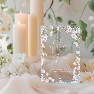 Flower Bar Floral Pink Bridal Shower Table Acrylic Sign