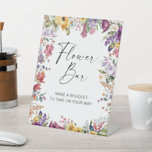 Flower Bar Garden Flowers Bridal Shower Pedestal Sign