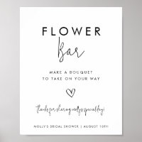 Flower Bar Minimalist Black & White with  Heart