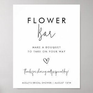 Flower Bar Minimalist Black & White with  Heart Poster